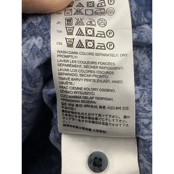 Calvin Klein Jeans Button Up Shirt Mens Size 2XL XXL Blue Floral Long Sleeve - Picture 13 of 16